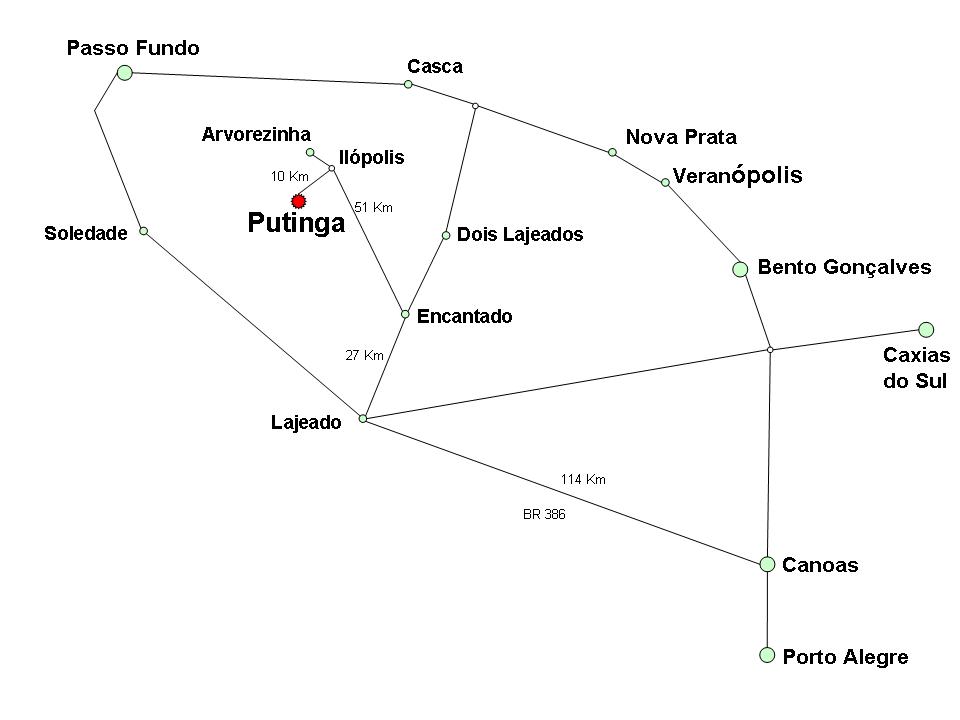 map to arrive to Putinga